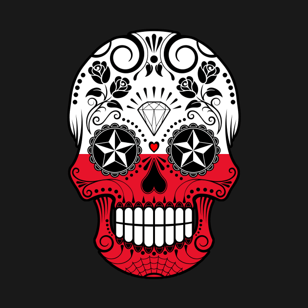 Polish Flag Sugar Skull with Roses by jeffbartels