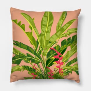 Birds of paradise Heliconia Pillow