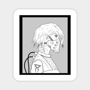 Cyberpunk girl short hair Magnet