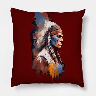 Native American Warrior V1 Pillow