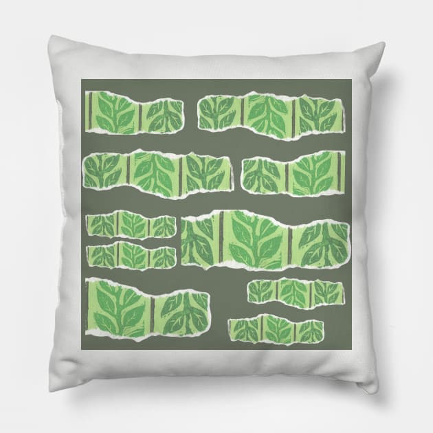 Green Plant Pattern Pillow by Alexander S.