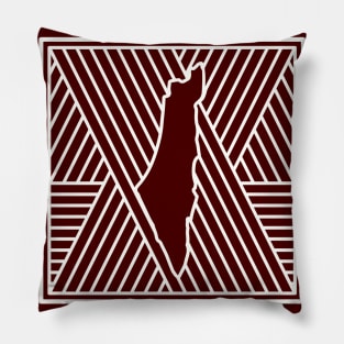 All Freedom Roads Lead to Palestine Customized Palestinian Map In Pattern Design White on Black Pillow