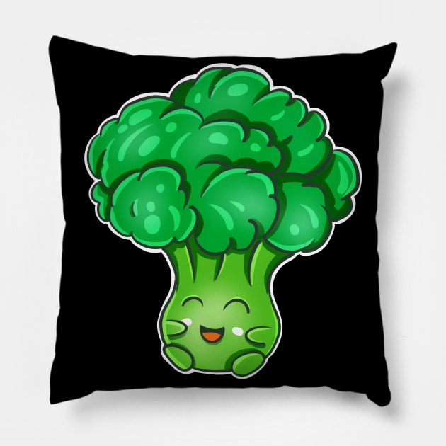 Broccoli Kawaii Cute Vegetable Veggie Essen Fun Pillow by Foxxy Merch