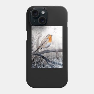 Winter robin redbreast painting Phone Case