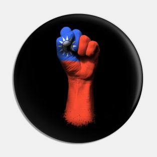 Flag of Taiwan on a Raised Clenched Fist Pin