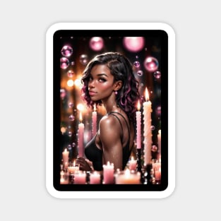 Super Hot Anime Woman of Color with Candles Magnet