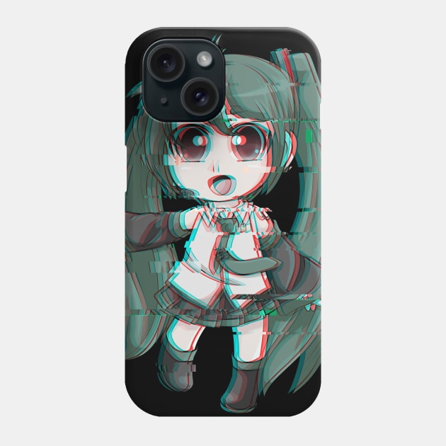 Hatsune miku glitch chibi Phone Case by piefanart