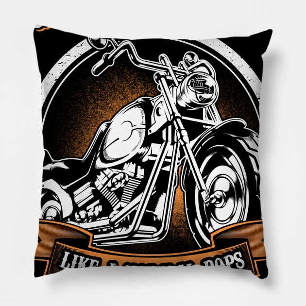 Only Cool Pops Rides Motorcycles T Shirt Rider Gift Pillow by easleyzzi