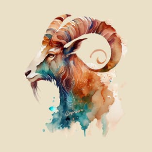 Zodiac Sign CAPRICORN - Watercolour Illustration of Capricorn T-Shirt