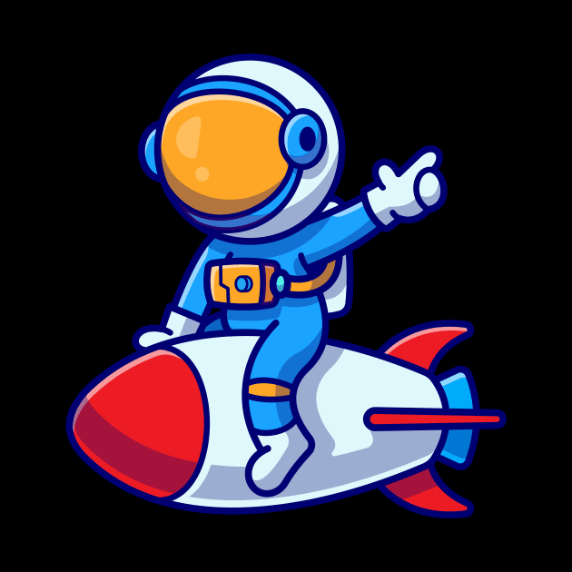 Cute Astronaut Riding Rocket Cartoon by Catalyst Labs