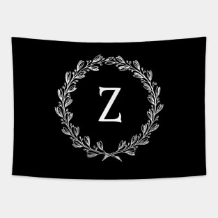 Beautiful Letter Z Alphabet Initial Monogram Wreath Tapestry