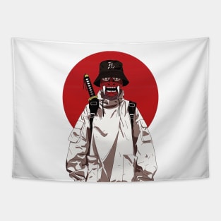 Japanese Samurai Vaporwave Urban Style Tapestry