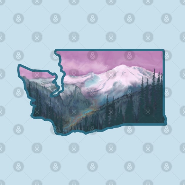 Mount Ranier Washington State Outline by Spatium Natura