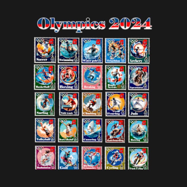 2024 Olympics Commemorative Postage Stamps by enyeniarts