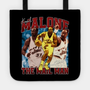 Karl Malone The Mail Man Basketball Legend Signature Vintage Retro 80s 90s Bootleg Rap Style Tote