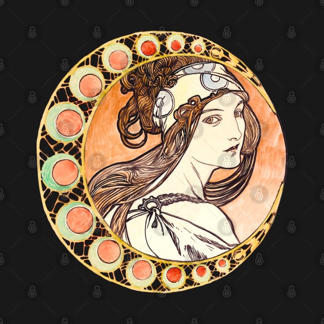 Mucha Vintage Moon Lady 03 by Cheering Design