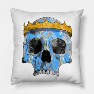 Sky blue skull with crown and warpaint Pillow