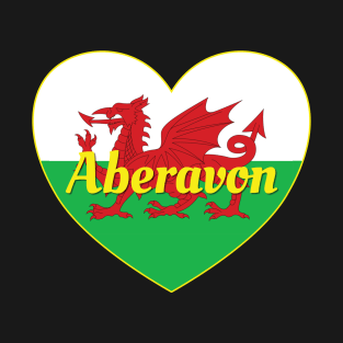 Aberavon Wales UK Wales Flag Heart T-Shirt