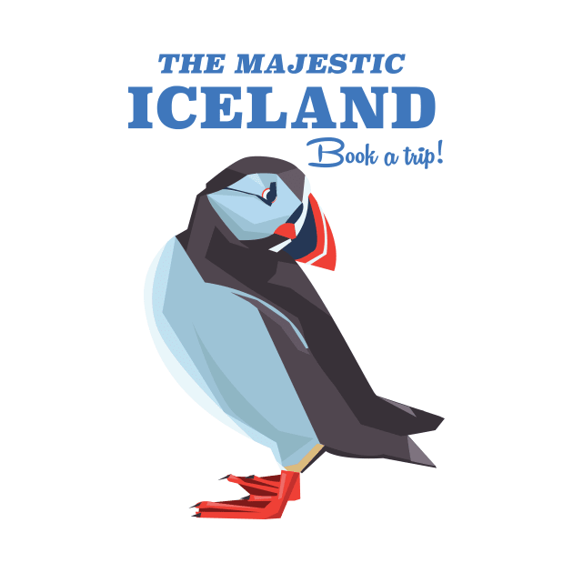 Iceland Puffin vintage travel poster by nickemporium1