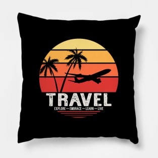 travel explore learn live Pillow