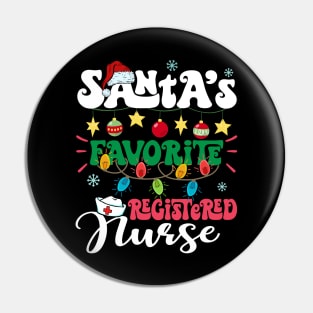 Santa's Favorite Registered Nurse Santa Hat Xmas Lights Christmas Pin
