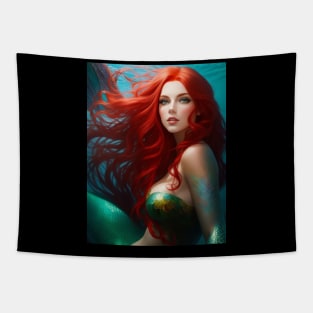 Emerald, Green Eyes Mermaid Tapestry