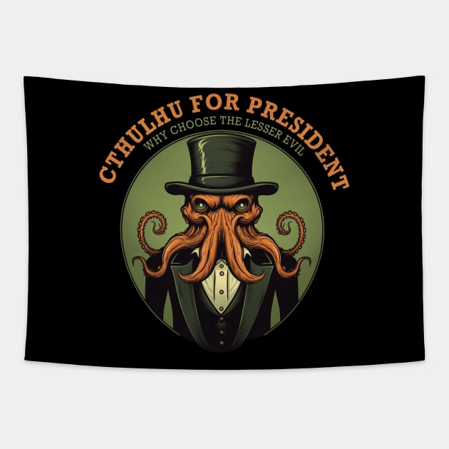 Cthulhu For President 2024 Funny Election Political Humor Tapestry by MetaBrush