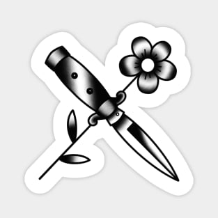 HomeSchoolTattoo knife and Flower Magnet