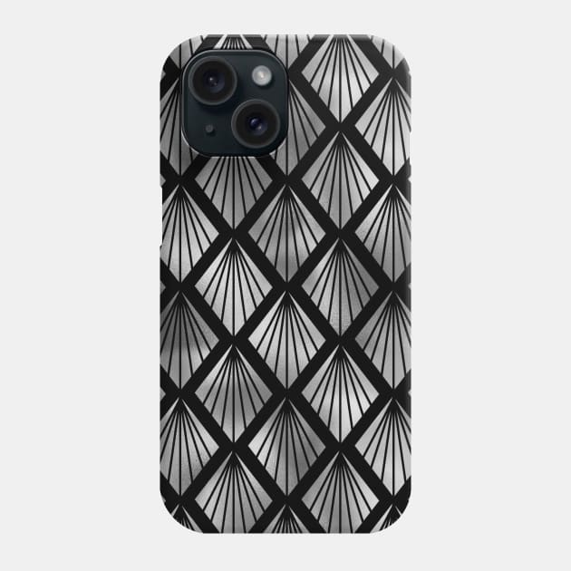 Palm Fans in Black and Silver Vintage Faux Foil Art Deco Vintage Foil Pattern Phone Case by podartist