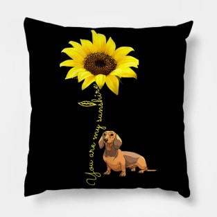 You Are My Sunshine Dachshund Sunflower Pillow