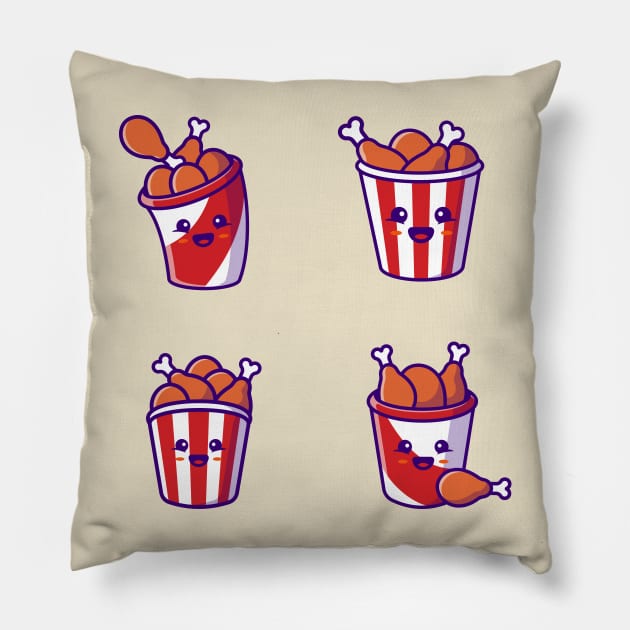 Cute Bucket Fried Chicken Collection Pillow by Catalyst Labs