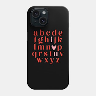 i heart u alphabet Phone Case