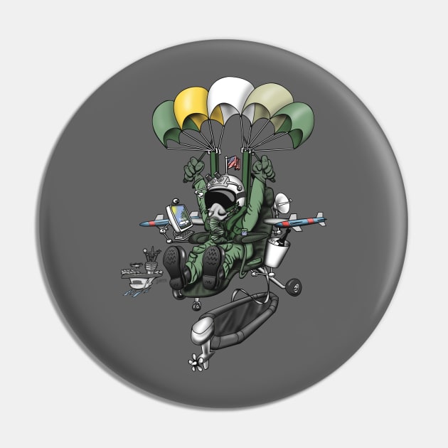 Naval Aviation Life Support Systems (ALSS) Parachute Rigger Cartoon Pin by hobrath