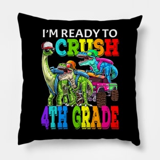 I'm Ready To Crush 4th Grade Monster Truck Dinosaur Back To School Pillow