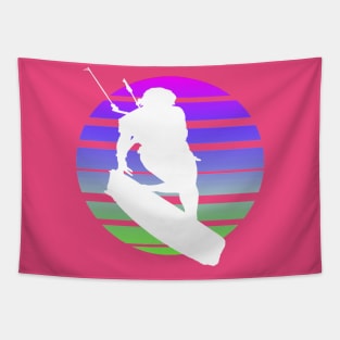 Kitesurfing Female Rider Silhouette Retro Sunset Tapestry