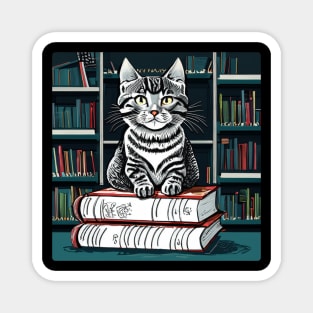 Adorable Cat in the Library Magnet