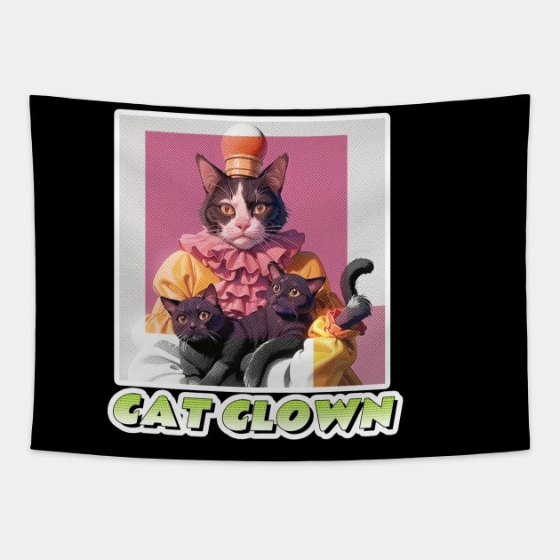 Cat Clown,Cat Joker,Cat Miaw Lover Tapestry by LycheeDesign