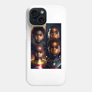 Black History Month with Black kids wearing super heroes Phone Case