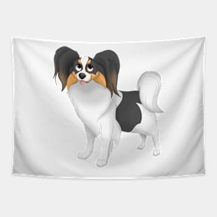 White, Black & Tan Papillon Dog Tapestry