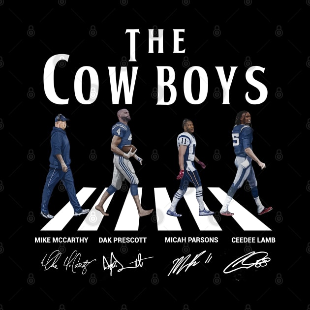 Cowboys Walking Abbey Road Signatures Football by Emilied