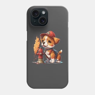 Firefighter dog of the fire hydrant Phone Case