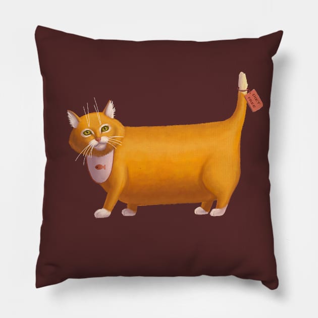 Fat Cat Pillow by JoanTatley