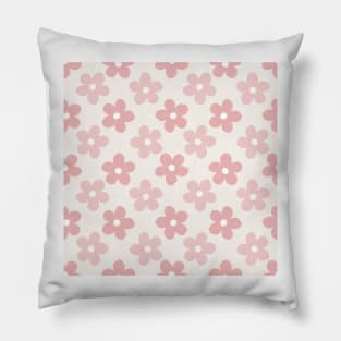 Pink Cream Daisy Flowers Retro Pattern Pillow