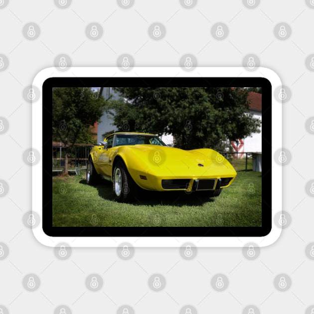 C3 Corvette - yellow Magnet by hottehue