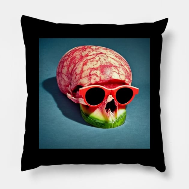 Food Watermelon Wearing Sunglasses Pillow by Watermelon Wearing Sunglasses