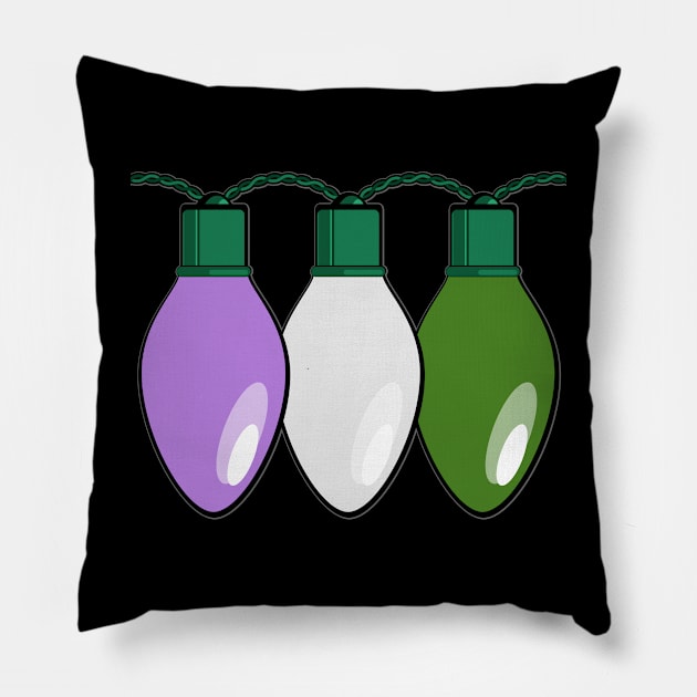 Genderqueer Pride Christmas Lights Pillow by wheedesign