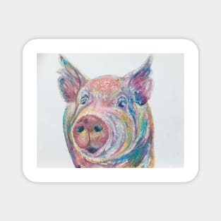 Colourful oil pastel pig Magnet