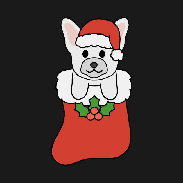 Christmas White French Bulldog Stocking by BiscuitSnack