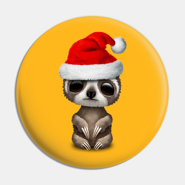 Christmas Sloth Wearing a Santa Hat Pin by jeffbartels