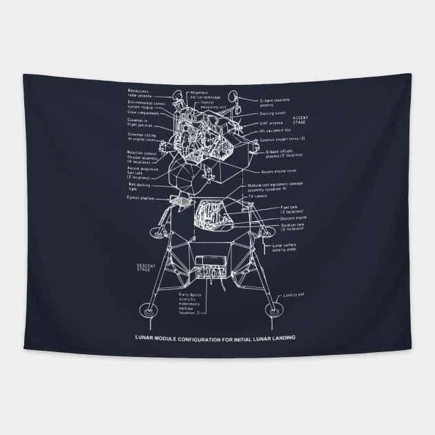 Apollo Moon Landing Lunar Module Blueprint Tapestry by jutulen